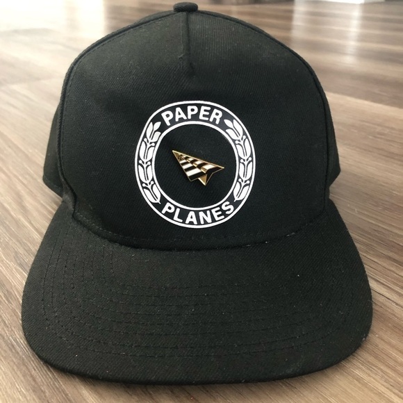 Paper Planes Mens Bleck Snap Back Cap OS - Picture 1 of 7